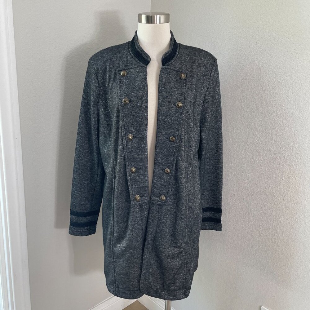 Tommy Hilfiger Womens XL Military Style Coat Gray‎ Band Jacket Mid Length